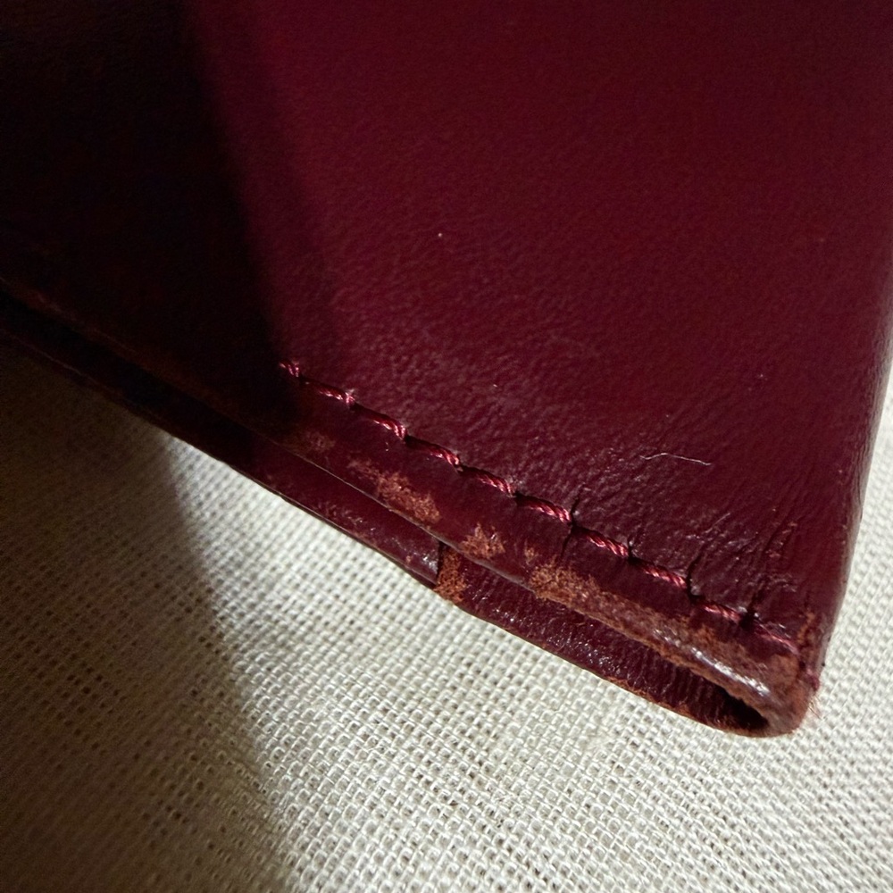 Vintage Must de Cartier Bordeaux Leather Card Holder-Gold Corner Made in France - Picture 4 of 9
